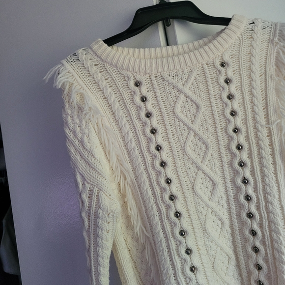 ANA Cream Sweater with Beads and Fringe - Picture 6 of 7
